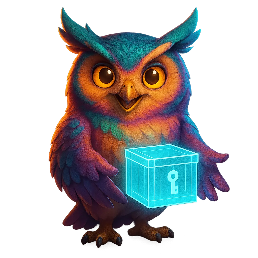 An OwlMeans owl handing over a codebase you own